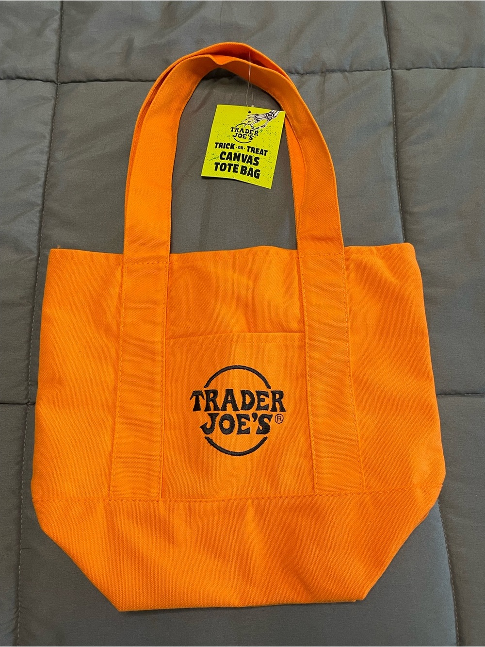 Trader Joe's Trick Or Treat Canvas Tote Bags - Limited Edition Orange and Black